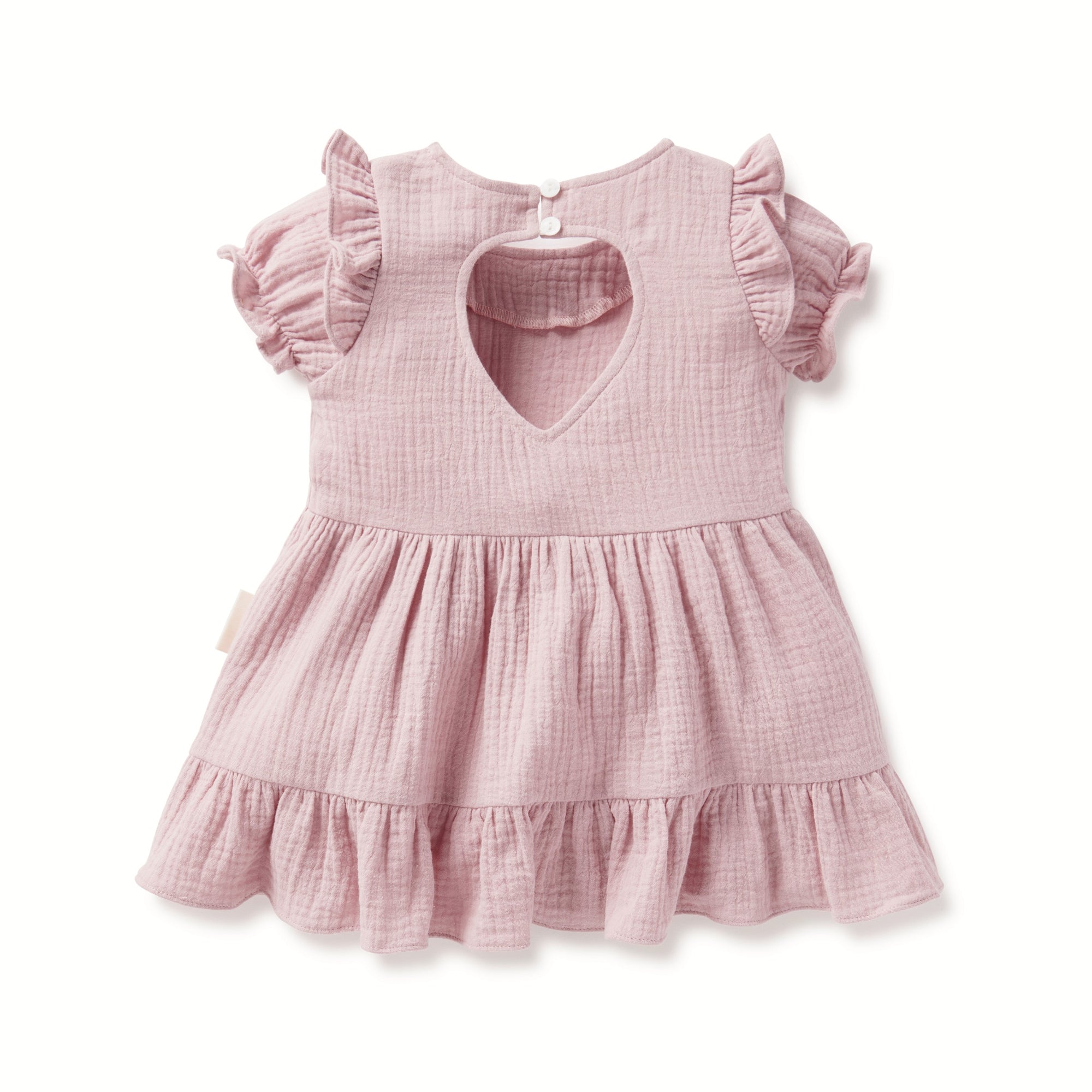 Aster and Oak Muslin Ruffle Cotton Dress - Pink