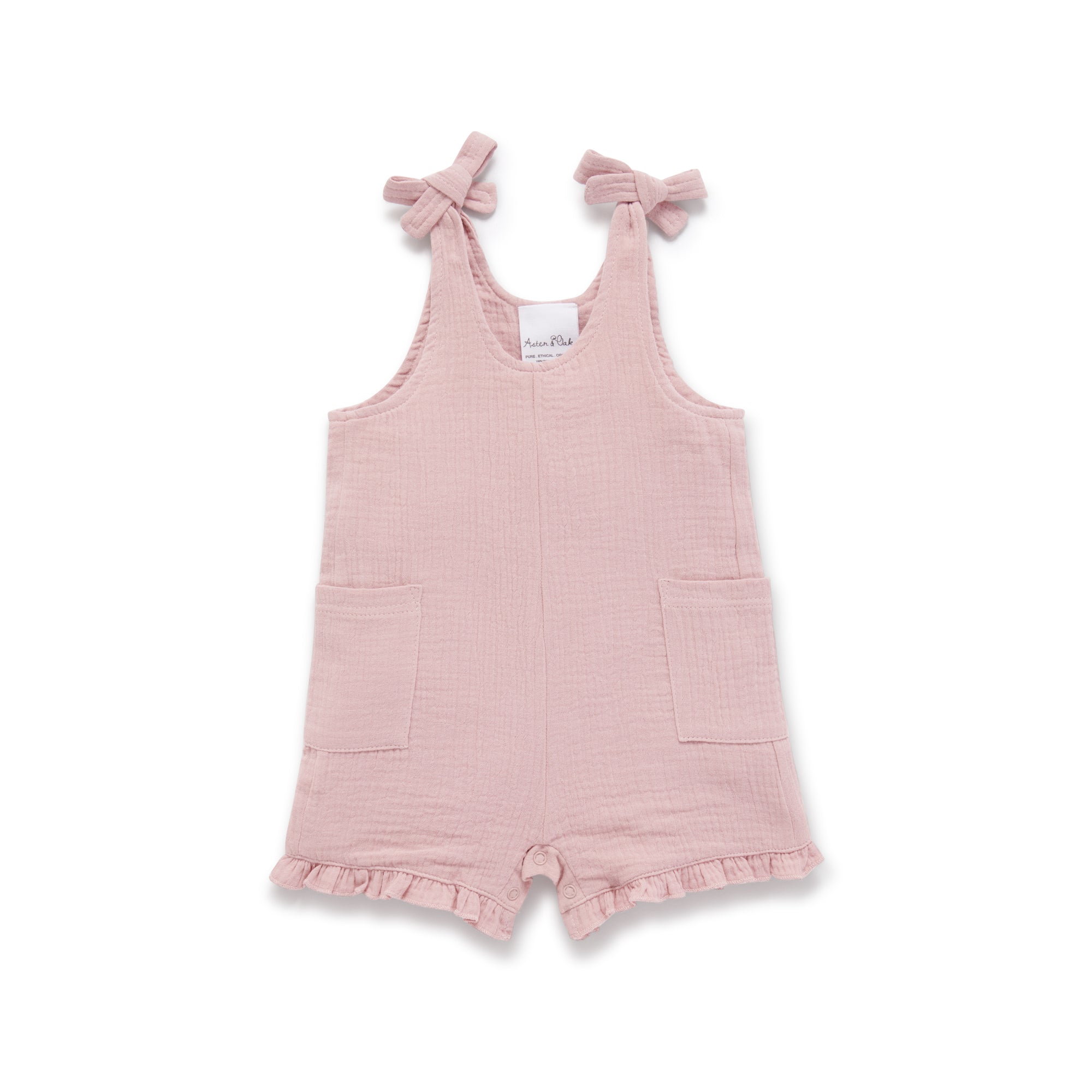 Aster and Oak Cotton Muslin Tie Romper - Pink