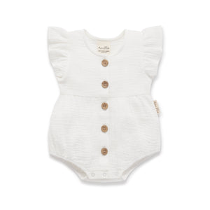 Aster and Oak Muslin Bubble Romper - White