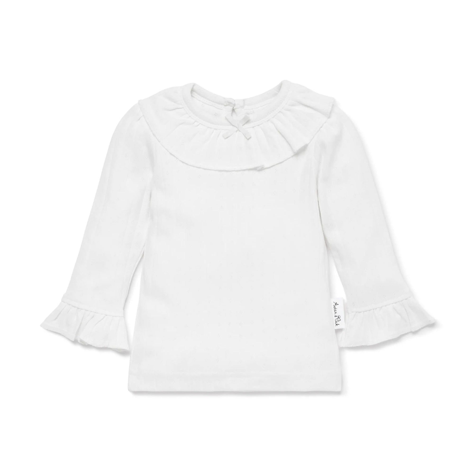 Aster and Oak Long Sleeve Pointelle Top - White