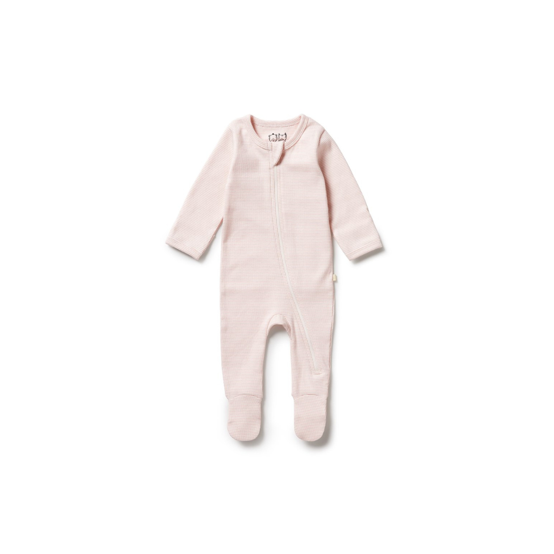 Wilson and Frenchy Organic Stripe Rib Growsuit - Cantaloupe