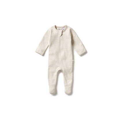 Wilson and Frenchy Organic Stripe Rib Growsuit - Oatmeal