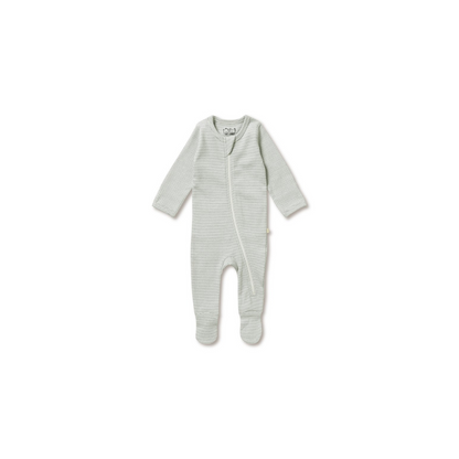 Wilson and Frenchy Organic Stripe Rib Growsuit - Fern