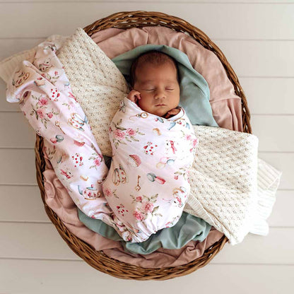 Snuggle Hunny Jersey Wrap and Headband Set - Alice's Tea Party