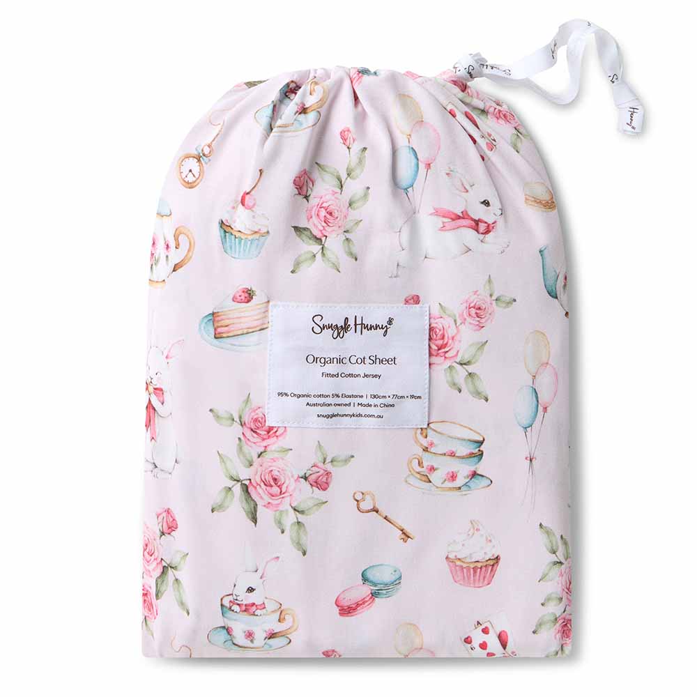Snuggle Hunny Fitted Cot Sheet - Alice's Tea Party