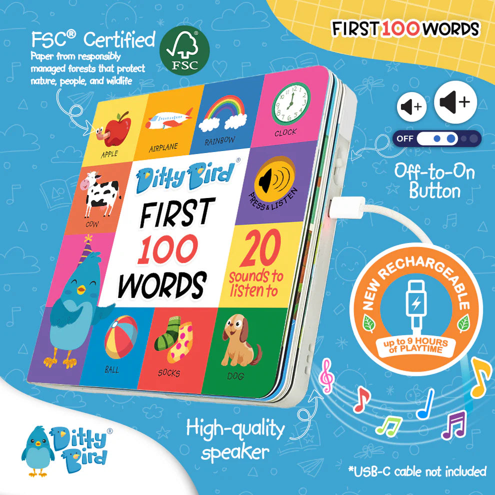DITTY BIRD RECHARGEABLE BOOK | FIRST 100 WORDS