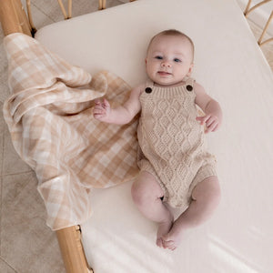 Aster and Oak Muslin Swaddle - Taupe Gingham
