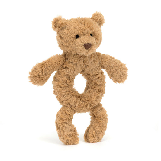 Plush teddy bear toy on a white background