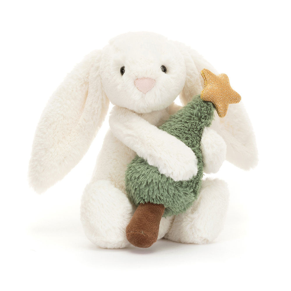 Jellycat Bashful Bunny Small - Cream with Christmas Tree