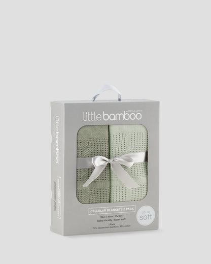 LITTLE LINEN COMPANY CELLULAR BLANKET 2 PACK | BAYLEAF