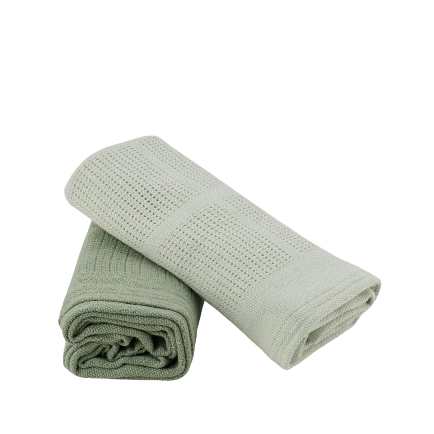 Folded green fabric on a light gray background