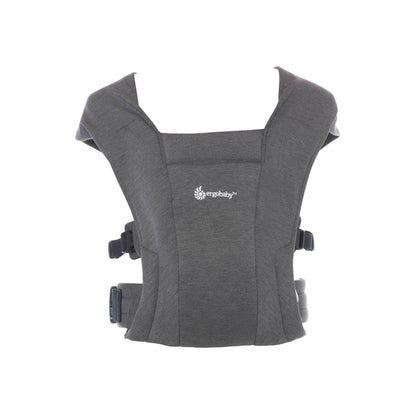 Gray baby carrier with a visible brand logo on a white background