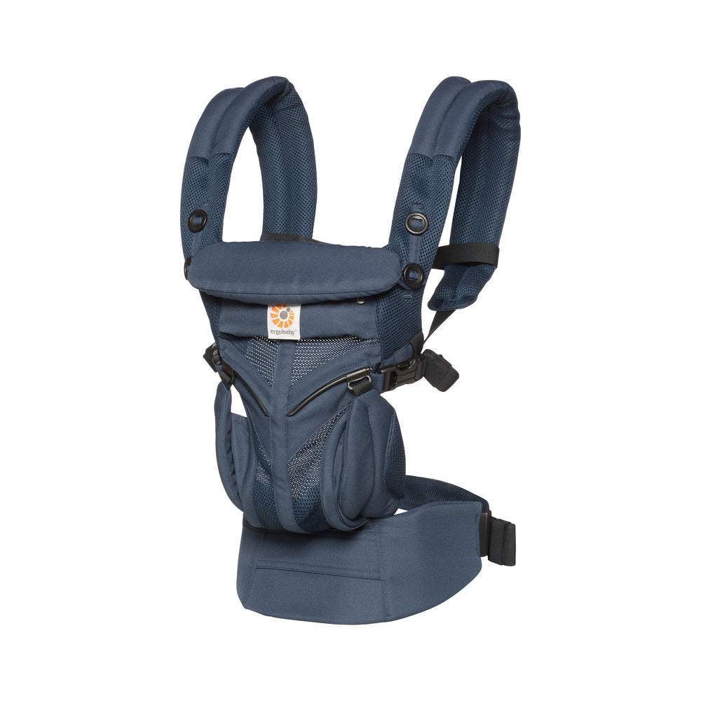 Blue baby carrier on a white background
