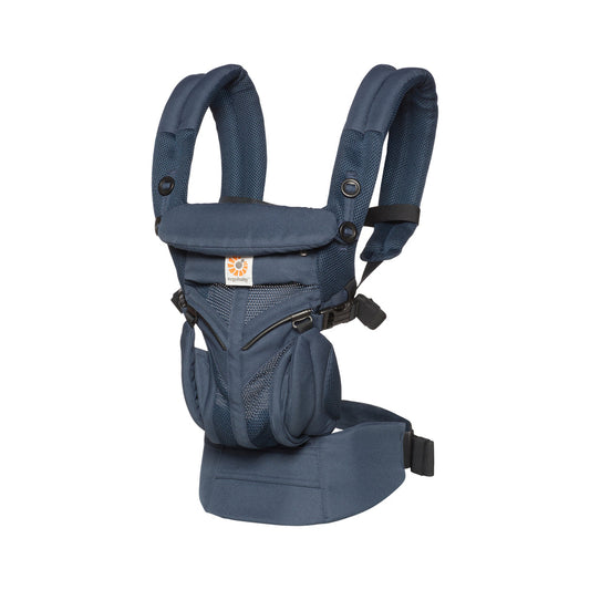 Blue baby carrier on a white background