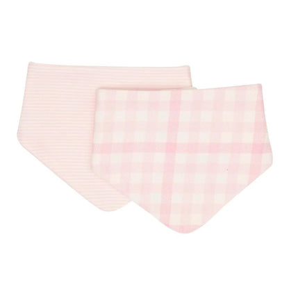 Two pink baby blankets with subtle patterns on a white background