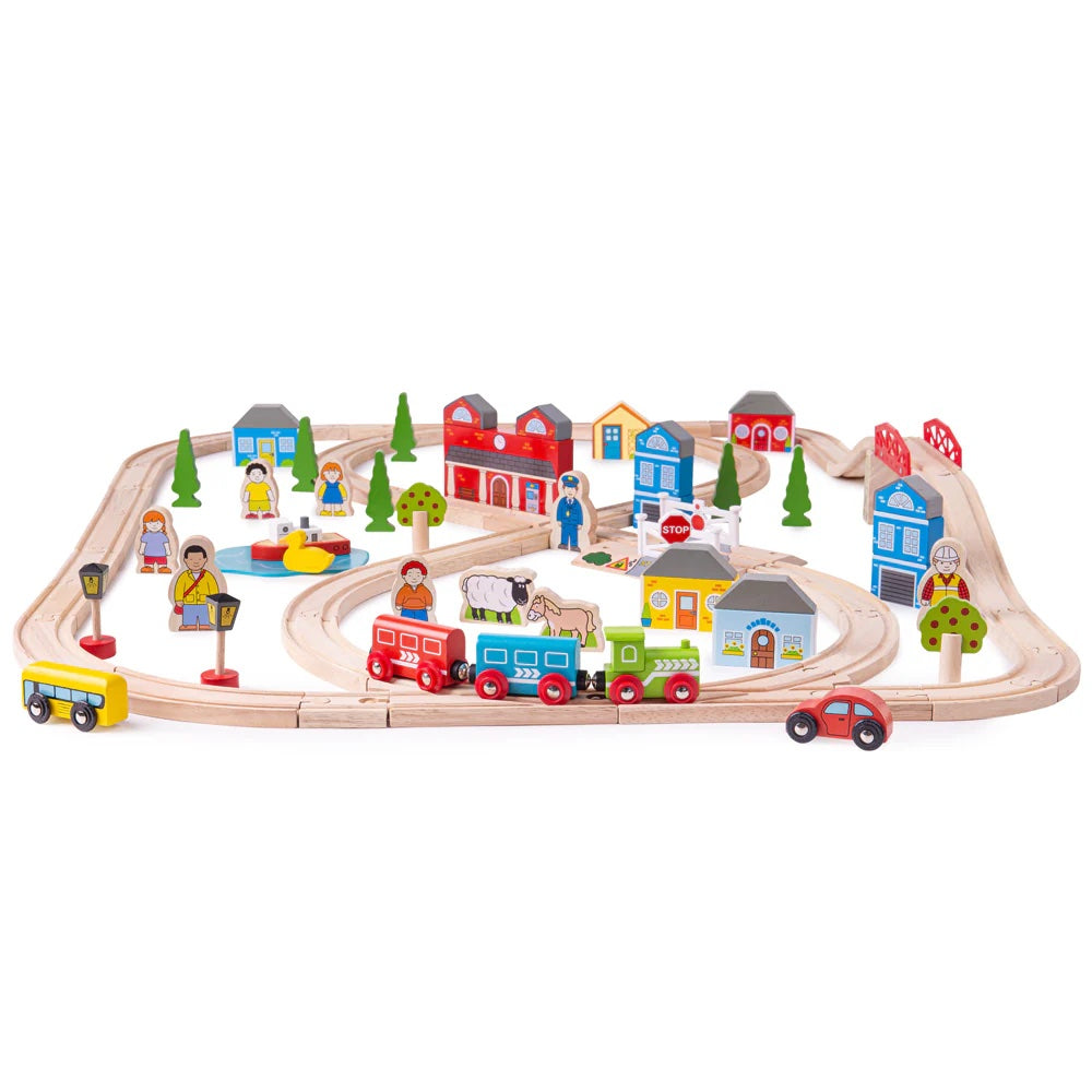 Bigjigs Town and Country Train Set