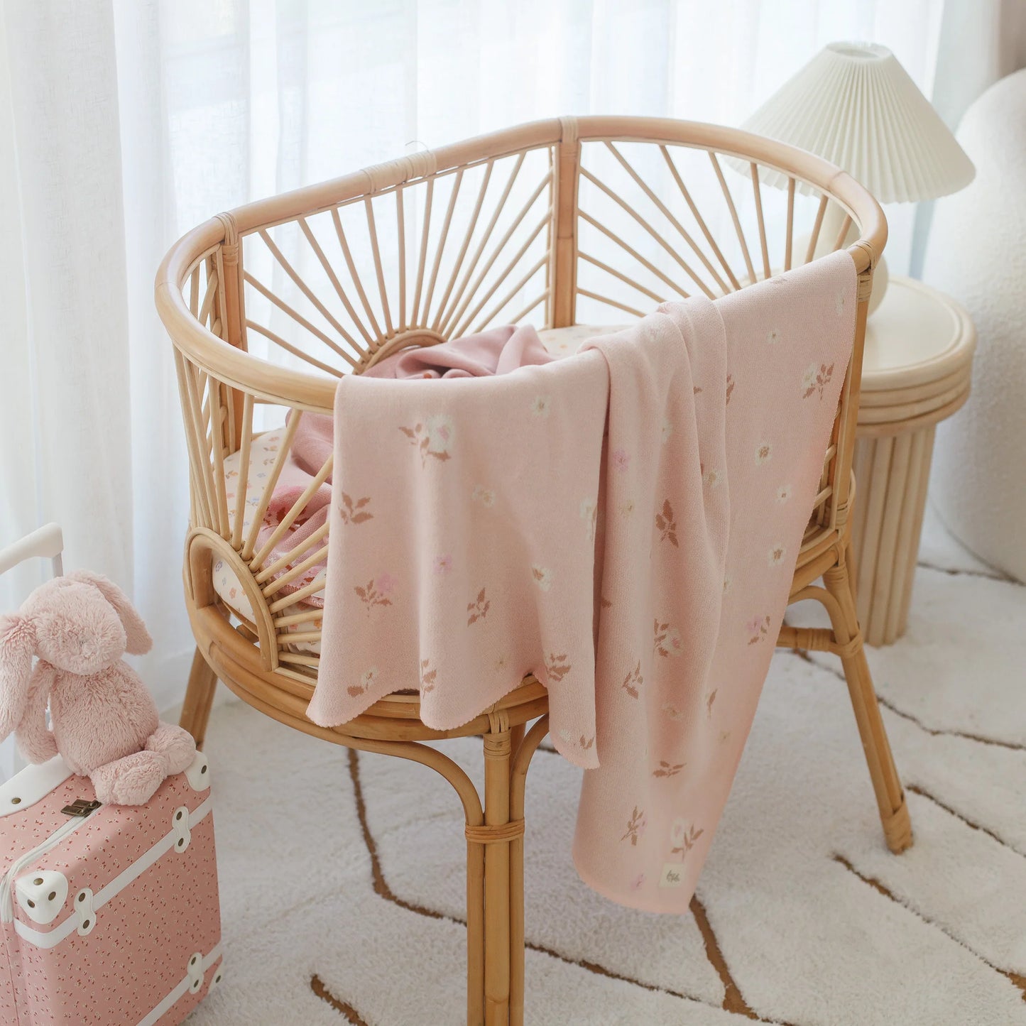 Fox and Fallow Cotton Blanket - Dusty Roses