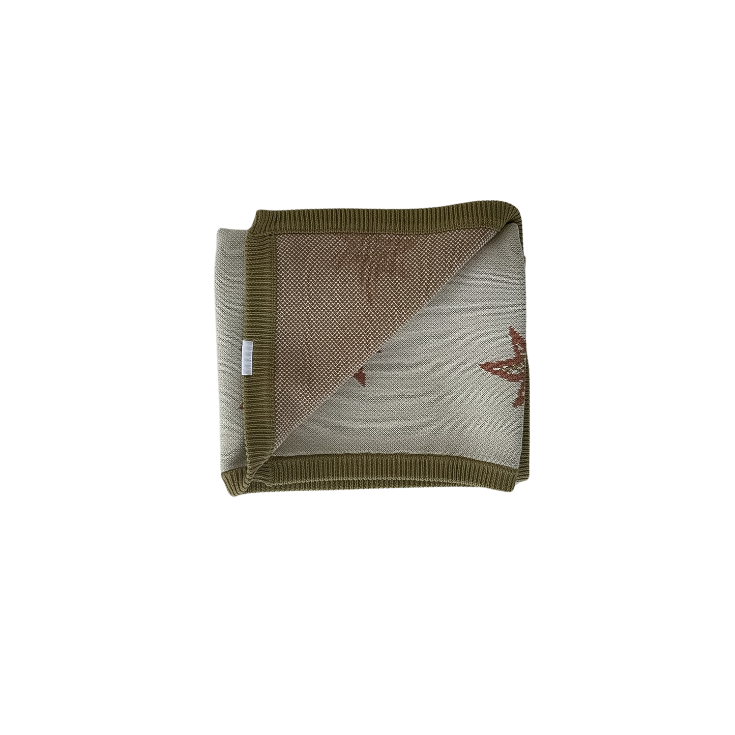 Folded fabric with a geometric pattern on a white background