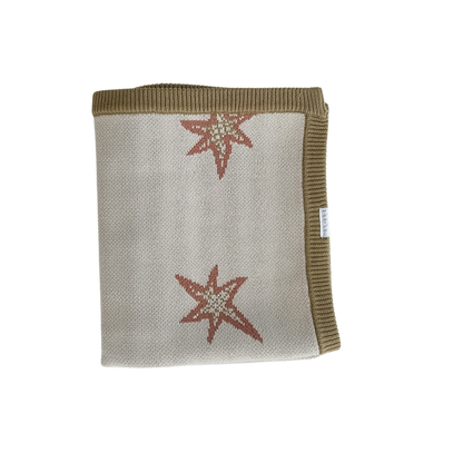 Textured blanket with star patterns on a white background
