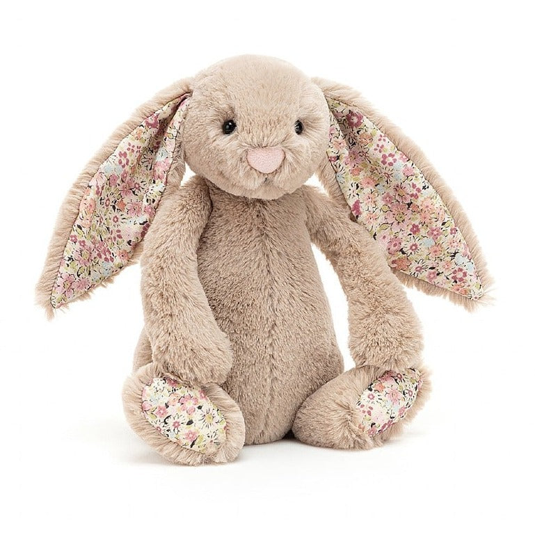 jellycat bunny with floral ears - angus and dudley