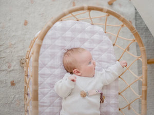 Bambella Waterproof Fitted Bassinet & Change Pad Cover - Blush Gingham