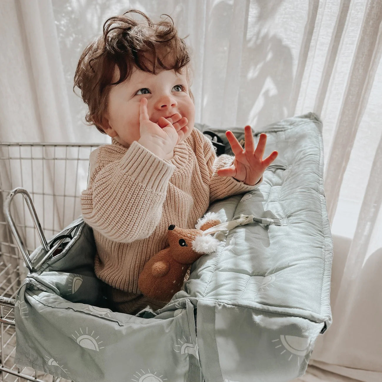 Bambella Designs Universal Padded Trolley Liner - Sage Sunshine