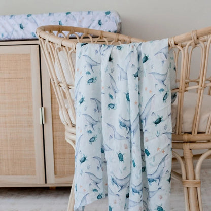 Bambella Designs Bamboo Cotton Muslin Swaddle - Turtle Bay
