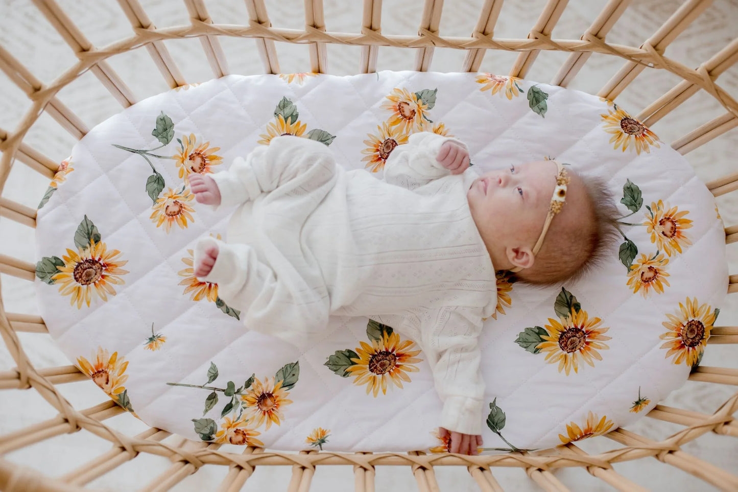 Bambella Waterproof Fitted Bassinet & Change Pad Cover - Sunny Days