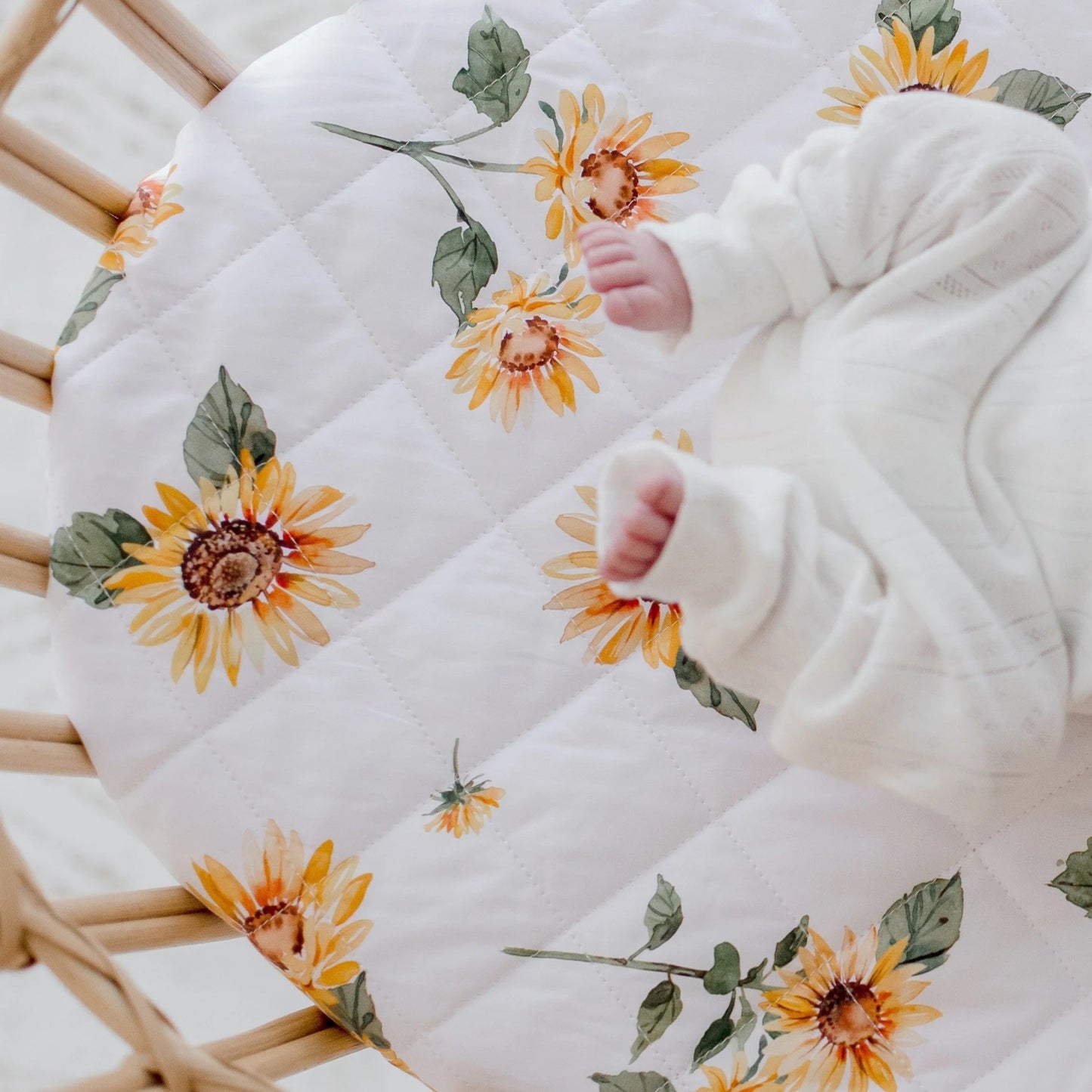 Bambella Waterproof Fitted Bassinet & Change Pad Cover - Sunny Days