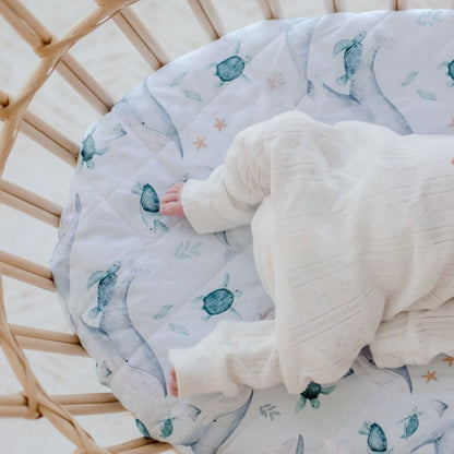 Bambella Waterproof Fitted Bassinet & Change Pad Cover - Turtle Bay