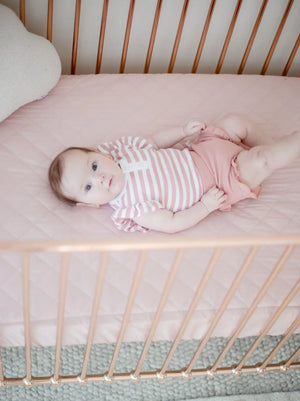 Bambella Waterproof Fitted Cot Sheet -Lullaby Pink