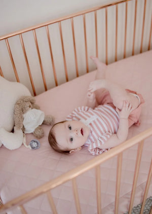 Bambella Waterproof Fitted Cot Sheet -Lullaby Pink