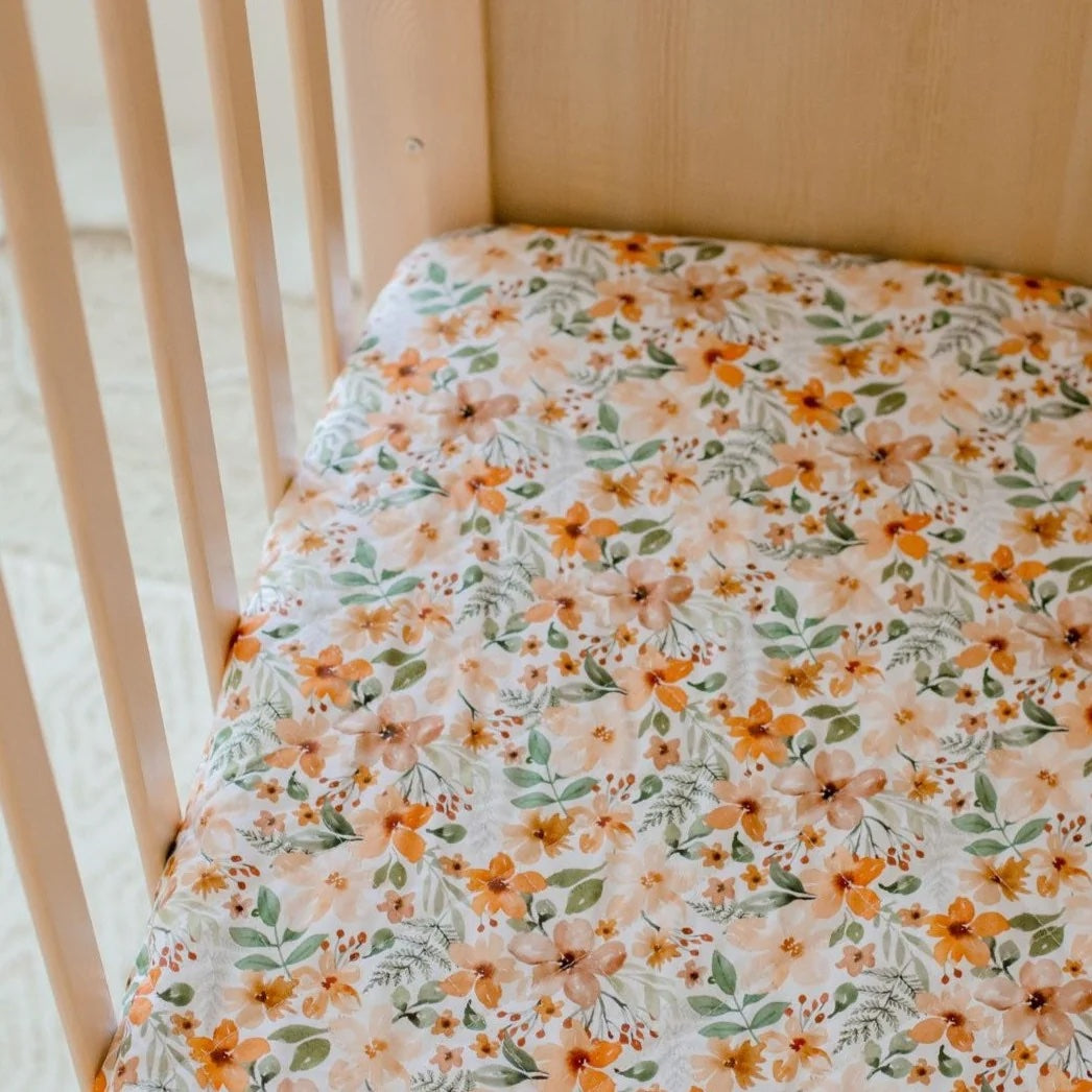 Bambella Waterproof Fitted Cot Sheet - Bloom