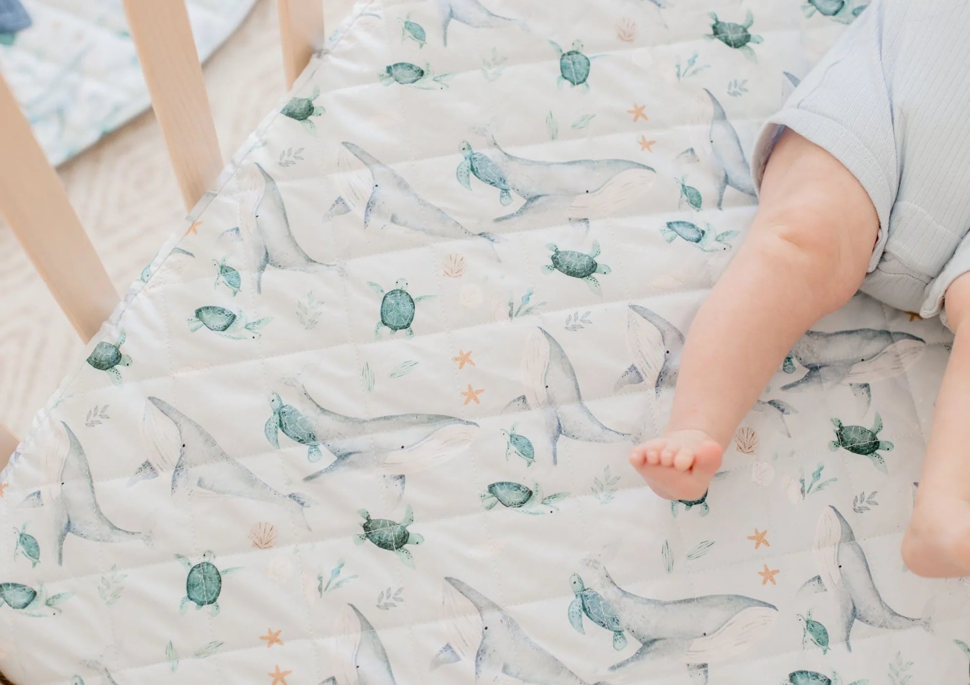 Bambella Waterproof Fitted Cot Sheet - Turtle Bay - Angus & Dudley Collections