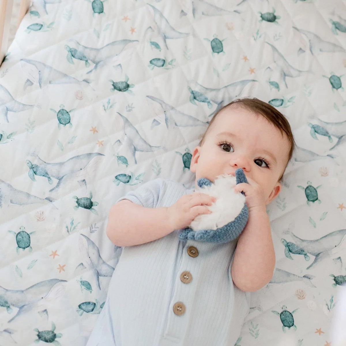 Bambella Waterproof Fitted Cot Sheet - Turtle Bay - Angus & Dudley Collections