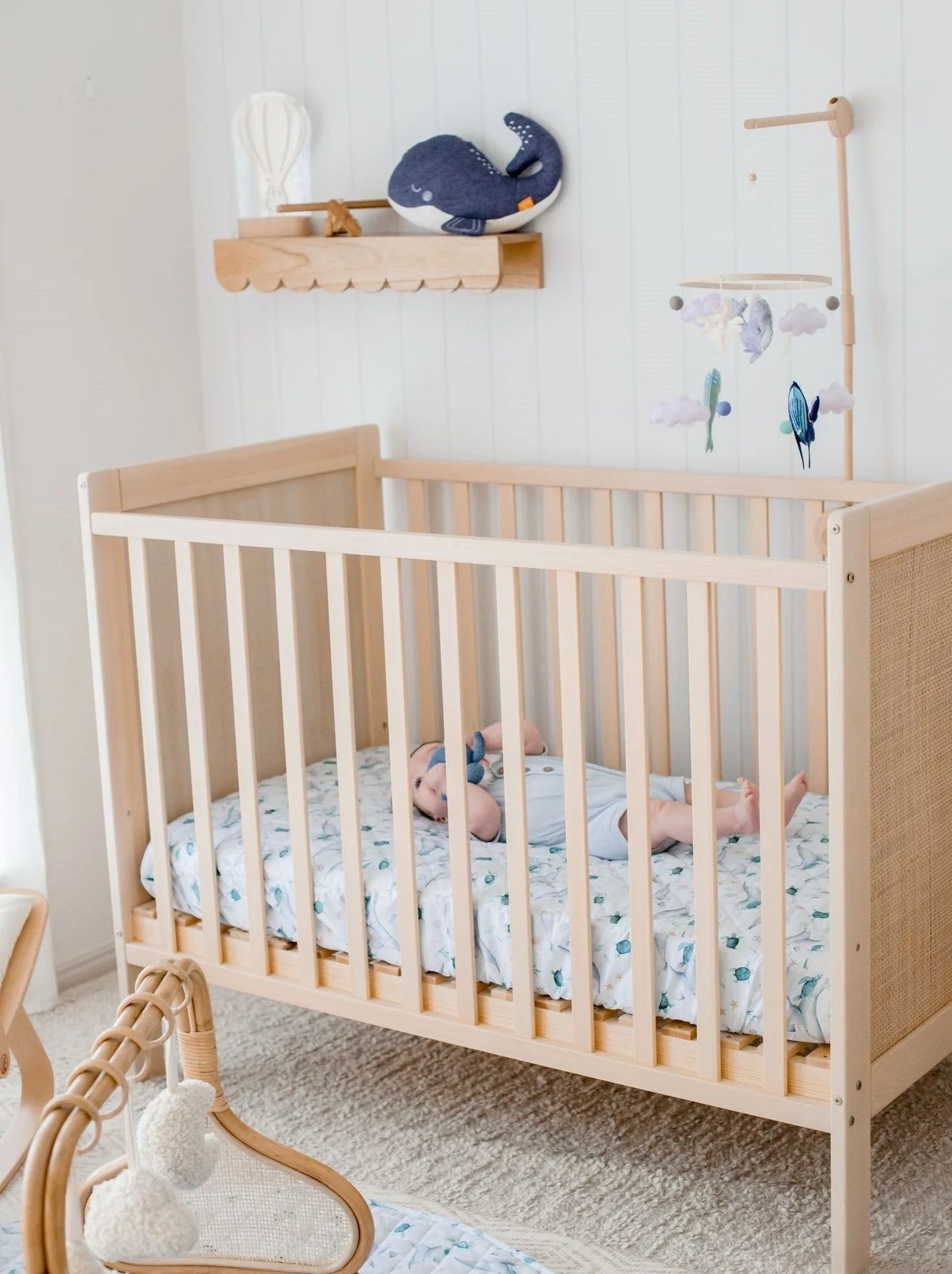 Bambella Waterproof Fitted Cot Sheet - Turtle Bay - Angus & Dudley Collections