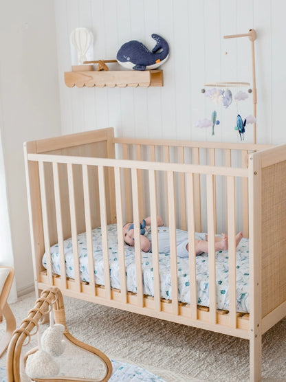 Bambella Waterproof Fitted Cot Sheet - Turtle Bay - Angus & Dudley Collections