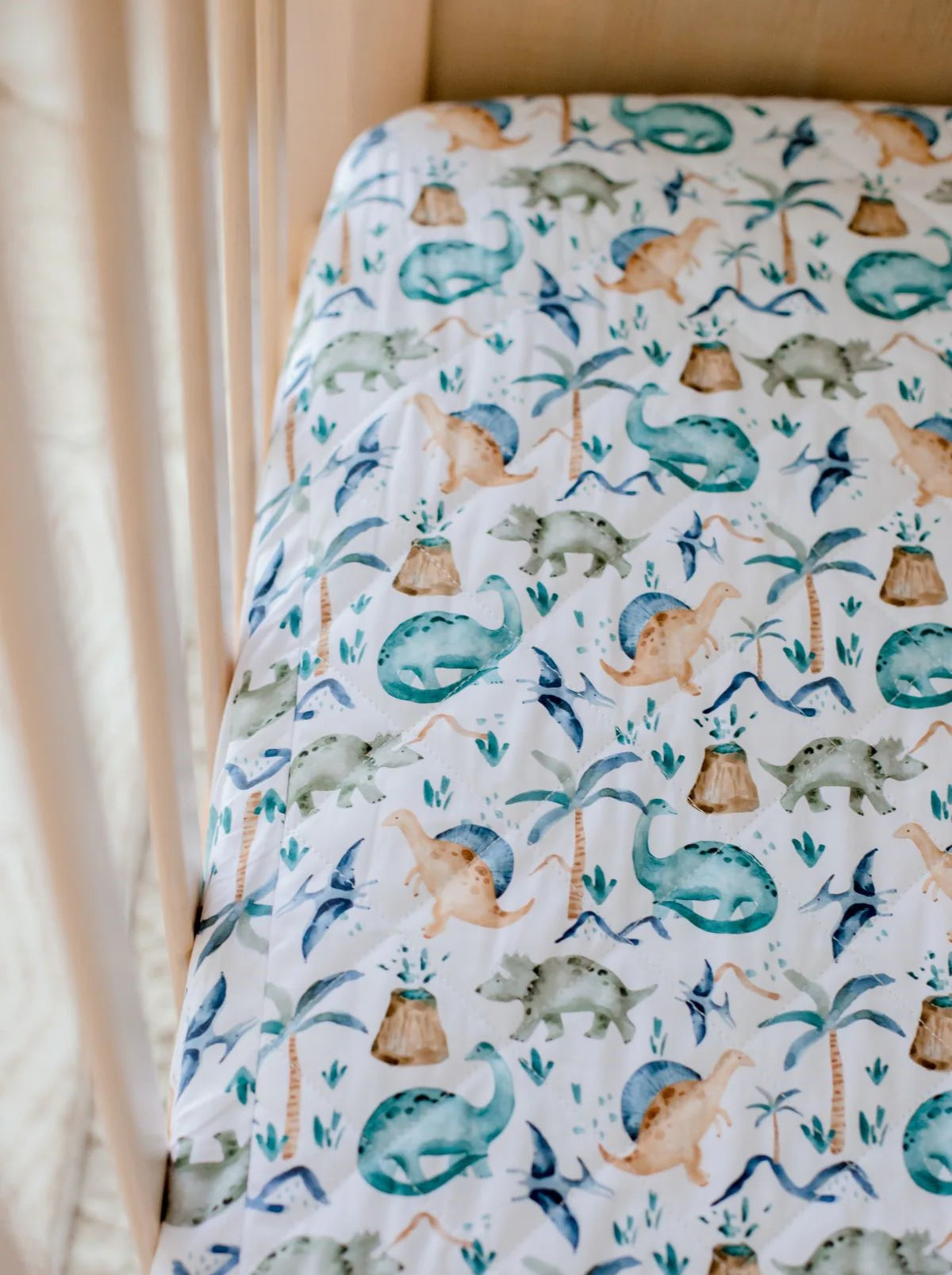 Bambella Waterproof Fitted Cot Sheet - Wild Dinosaurs