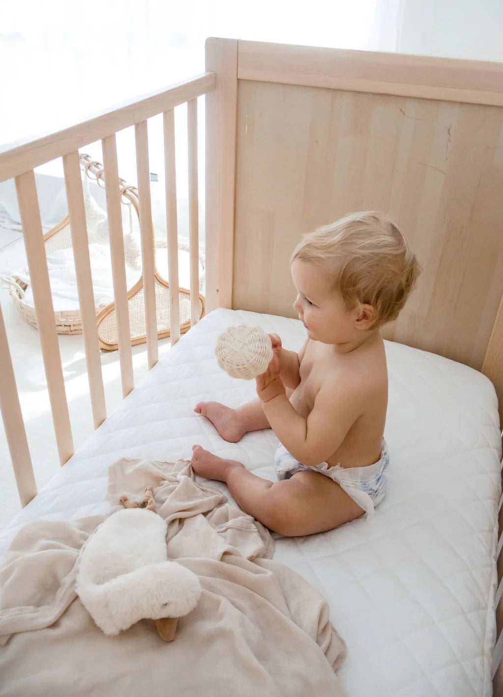 Bambella Waterproof Fitted Cot Sheet | Ivory
