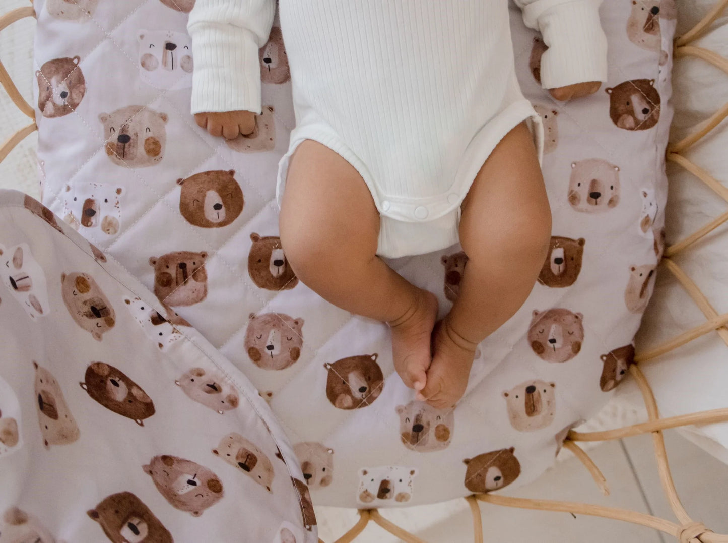 Bambella Waterproof Fitted Bassinet & Change Pad Cover - Bear In There