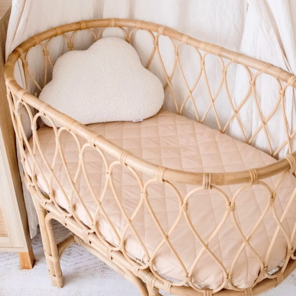 Bambella Waterproof Fitted Bassinet & Change Pad Cover - Nude