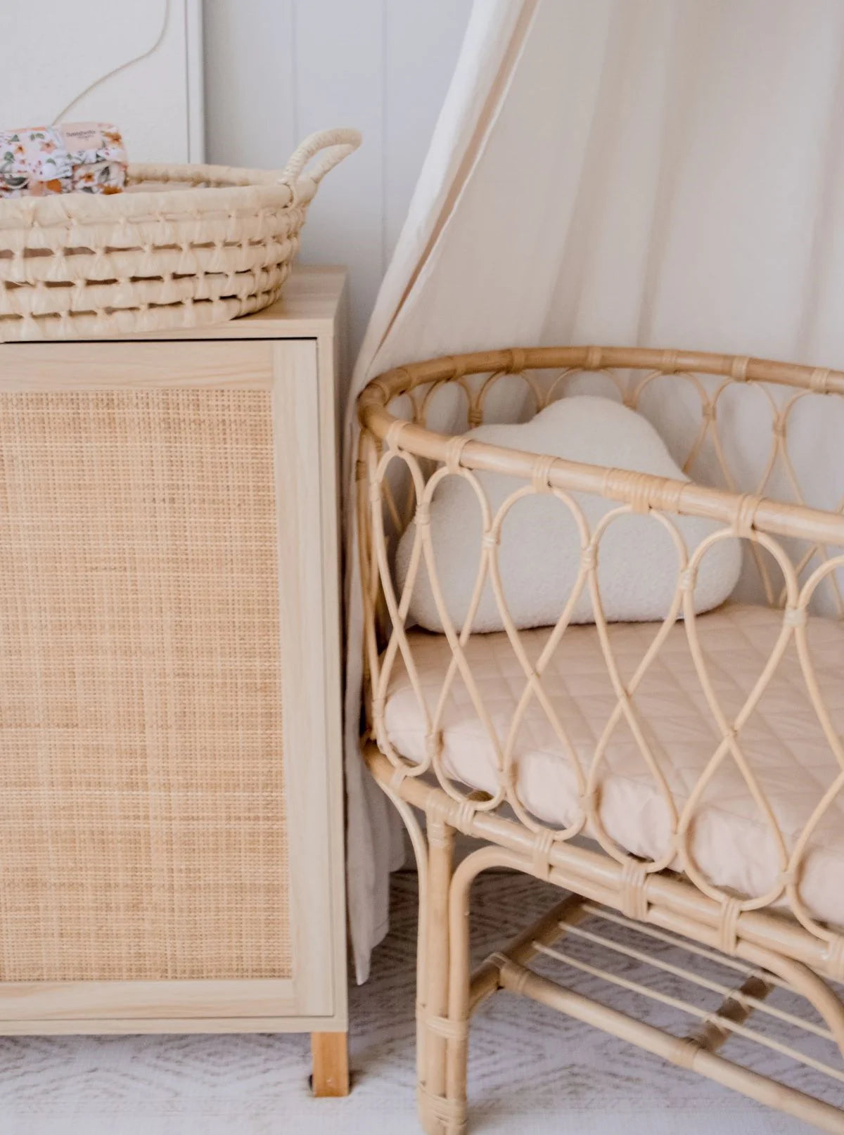 Bambella Waterproof Fitted Bassinet & Change Pad Cover - Nude