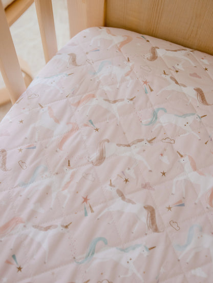 Bambella Waterproof Fitted Cot Sheet - Unicorn Fairy Floss