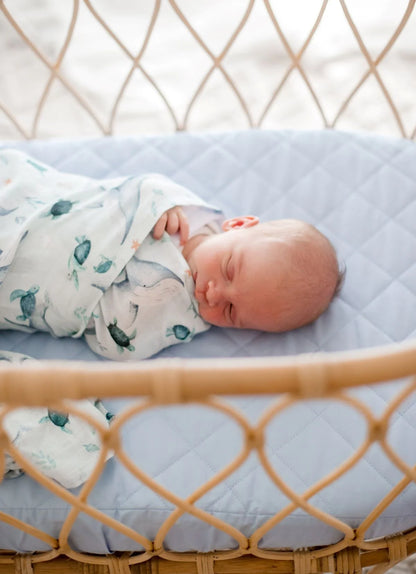 Bambella Designs Bamboo Cotton Muslin Swaddle - Turtle Bay