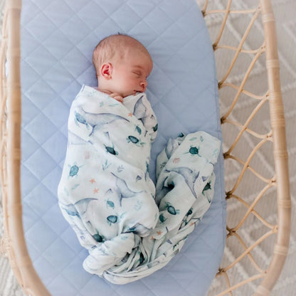 Bambella Designs Bamboo Cotton Muslin Swaddle - Turtle Bay