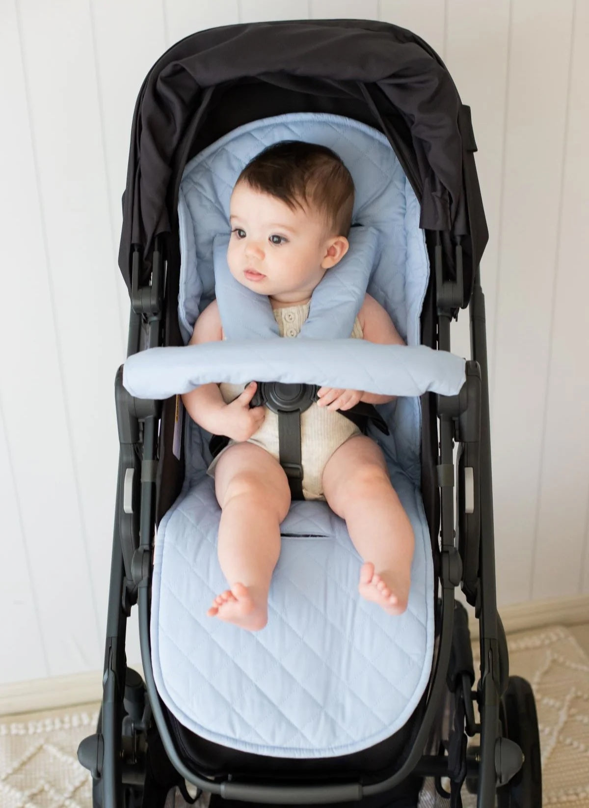 Bambella Designs Reversible Pram Liner - Dusty Sky Blue