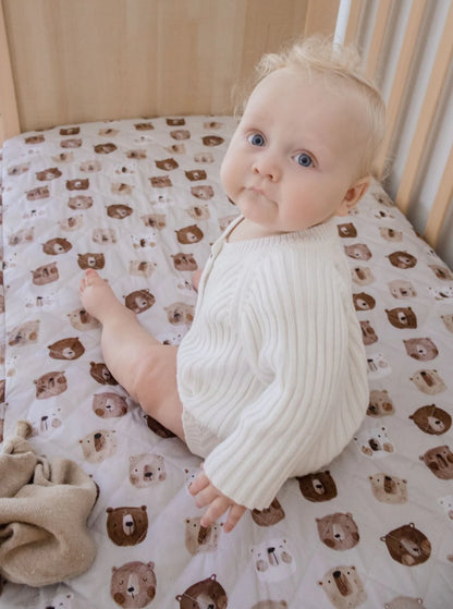 Bambella Waterproof Fitted Cot Sheet - Bear In There