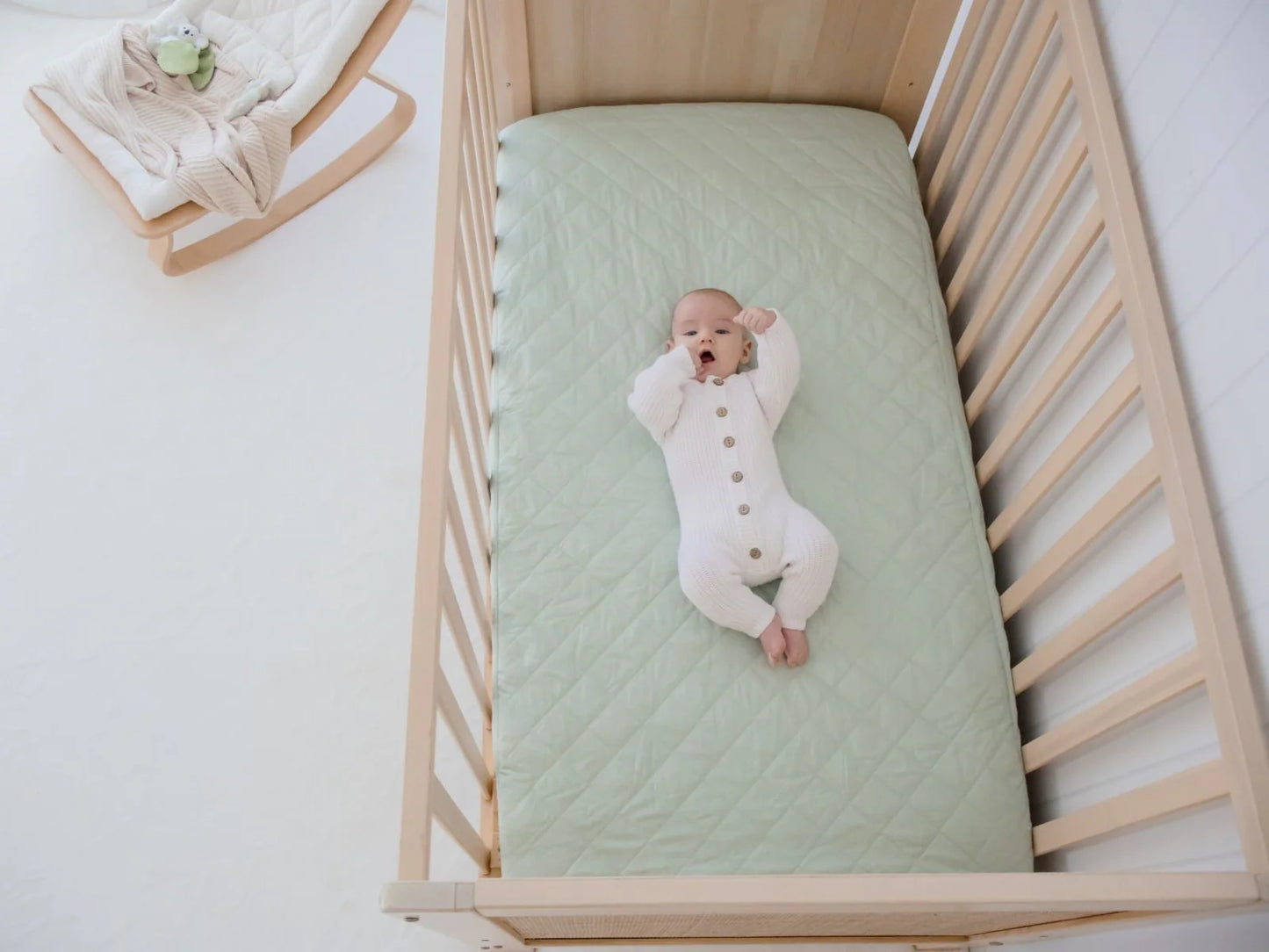 Bambella Waterproof Fitted Cot Sheet - Fern