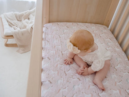 Bambella Waterproof Fitted Cot Sheet - Unicorn Fairy Floss