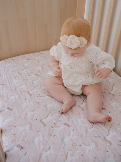 Bambella Waterproof Fitted Cot Sheet - Unicorn Fairy Floss